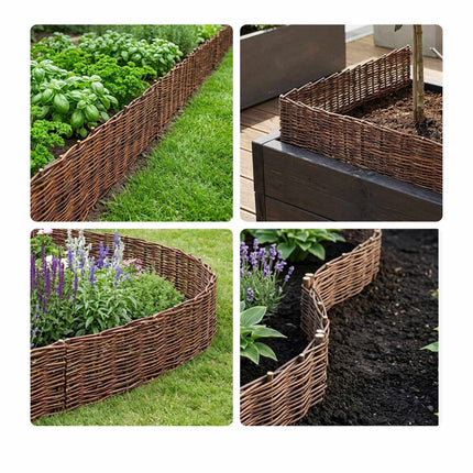 Bordură de grădină din răchită Willow – Bordură flexibilă din răchită, cu cuie