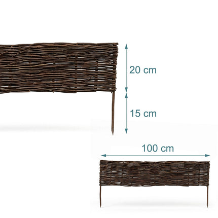 Bordură de grădină din răchită Willow – Bordură flexibilă din răchită, cu cuie