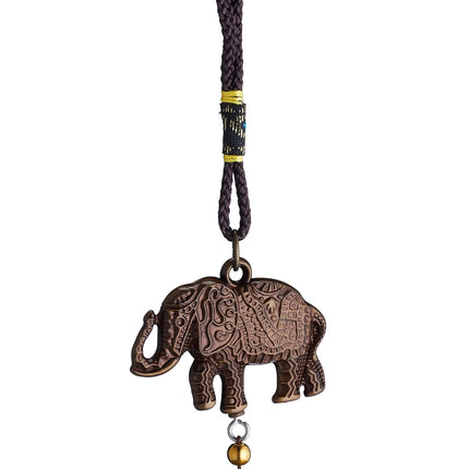 Set de 2 clopote de vânt, metal cu figurină elefant