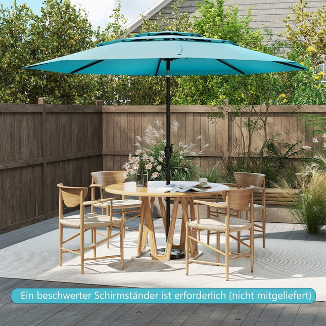 Umbrelă de terasă rezistentă la vânt, 300 cm, turcoaz
