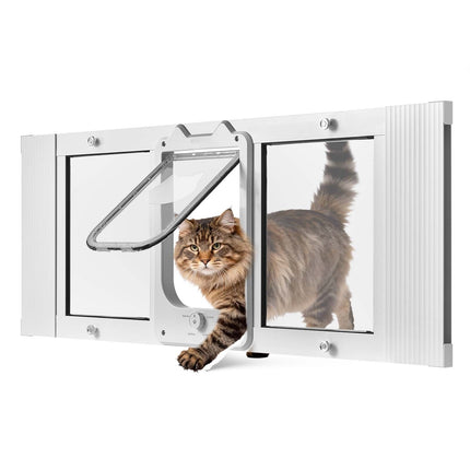 Window Cat Door, Adjustable 889–1016 mm, 4-Way Lock