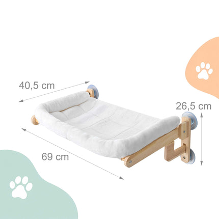 Window Cat Hammock with Suction Cups and Wall Mount, Cream, Max. 18 kg