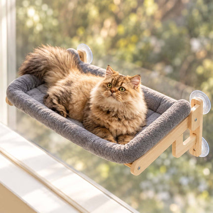 Window Cat Hammock with Suction Cups and Wall Mount, Grey, Max. 18 kg