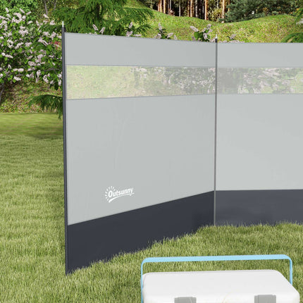 Ecran de intimitate de camping pliabil cu protectie impotriva vantului cu sursa de lumina cuie pentru fereastra frânghii gard paravan de plaja protectie impotriva vantului de plaja pentru camping gradina, plaja, terasa 440 x 140 cm gri