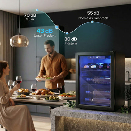 Wine Cooler 16 Bottles 48 L with Glass Door and LED Light, 4-16°C, Black