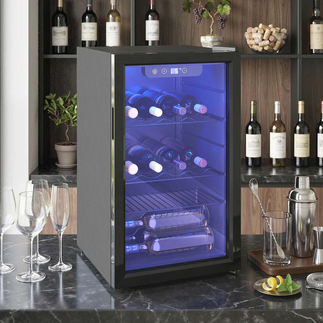 Răcitor de vinuri, 24 de sticle, 68 l, 4–16 °C, ușă de sticlă, negru