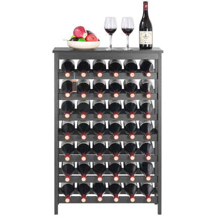 Wine Rack, 42-Bottle 7-Tier Bamboo Freestanding, Black