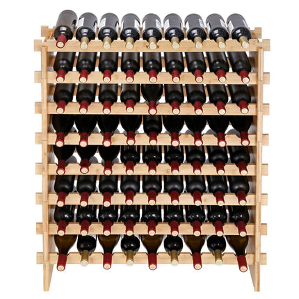 Wine Rack, 72-Bottle Bamboo Stackable 8-Tier
