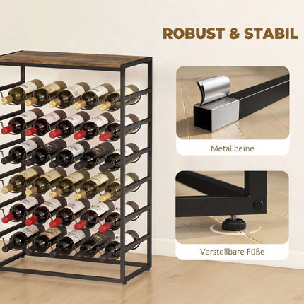 Suport de vin pentru 30 de sticle, metal, maro rustic, 59x30x88,5 cm