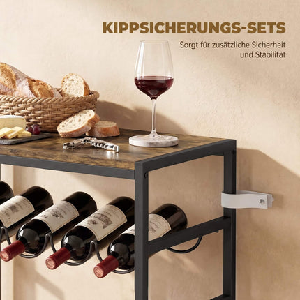 Suport de vin pentru 30 de sticle, metal, maro rustic, 59x30x88,5 cm