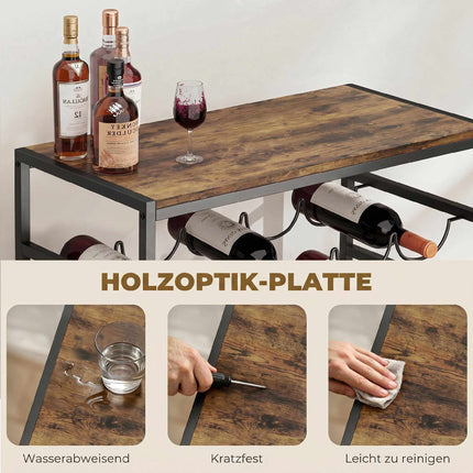 Suport de vin pentru 30 de sticle, metal, maro rustic, 59x30x88,5 cm