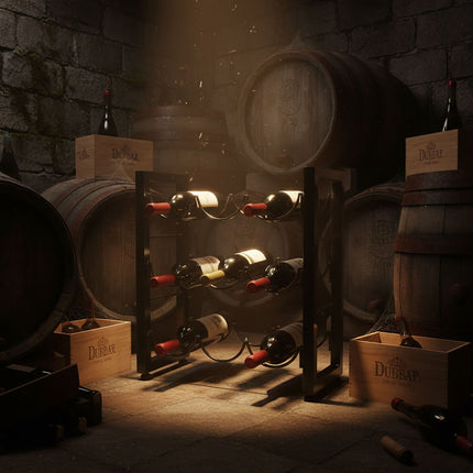 Suport de vin pentru 9 sticle – Metal, Design subțire