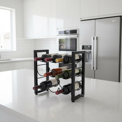 Suport de vin pentru 9 sticle – Metal, Design subțire