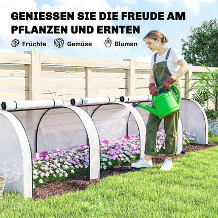 Winterproof Greenhouse with Roll-Up Zipper Doors, 395x100x80 cm