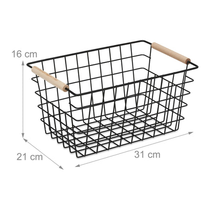 Coșuri de sârmă cu mânere din lemn pachet de 3