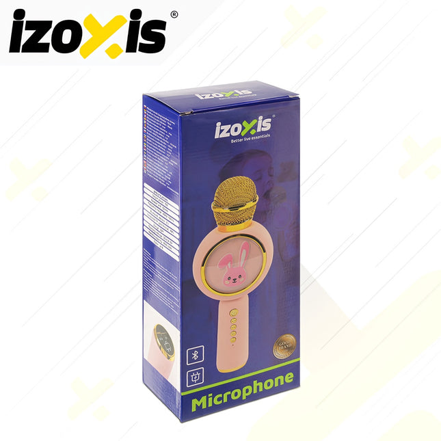 Microfon karaoke wireless Bluetooth pentru copii, roz