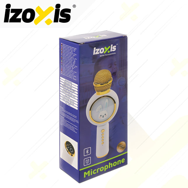 Microfon karaoke wireless Bluetooth pentru copii, alb