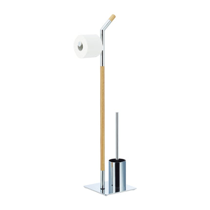 Set de accesorii WC din lemn și crom