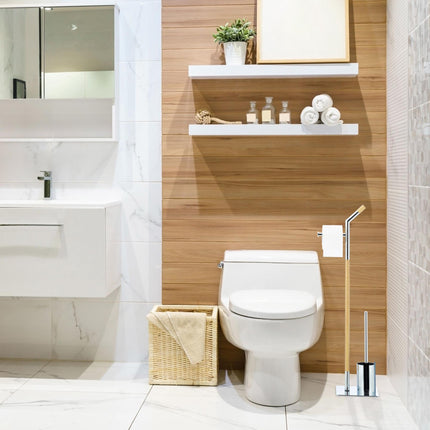 Set de accesorii WC din lemn și crom