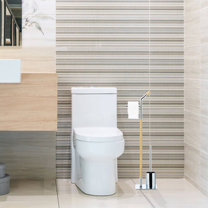 Set de accesorii WC din lemn și crom