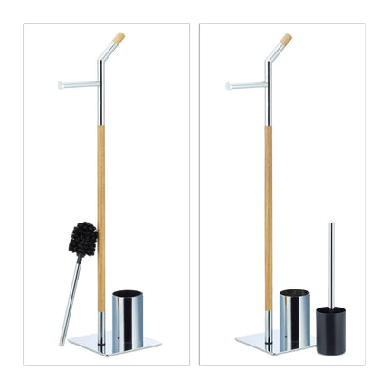 Set de accesorii WC din lemn și crom