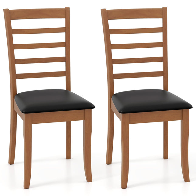 Set de 2 scaune de masă din lemn, negru, picioare din lemn de cauciuc