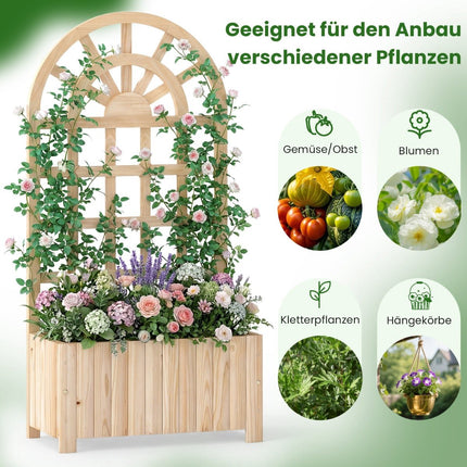 Jardinieră din lemn cu spalier pentru plante cățărătoare