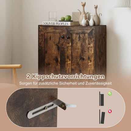 Bufet din lemn cu rafturi reglabile, maro rustic