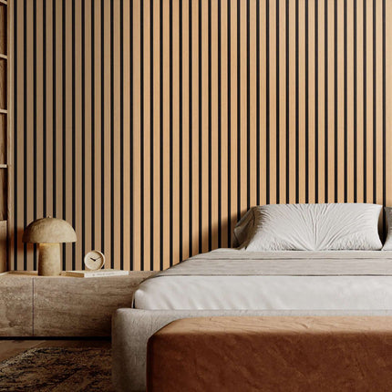 Wood Slat Acoustic Wall Panels, Light Oak, 4-Pack