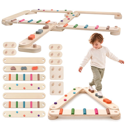 Wooden Balance Track for Kids 14 Pieces, Sensory Path, 60 cm Beams, XL