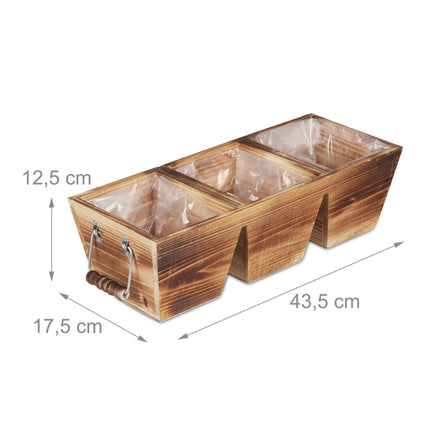 Wooden Flowerpot with 3 Sections