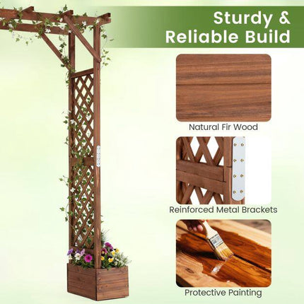 Pergola de grădină din lemn cu jardiniere, înălțime 224 cm