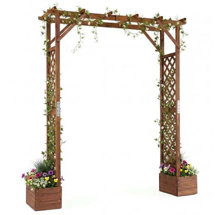 Pergola de grădină din lemn cu jardiniere, înălțime 224 cm