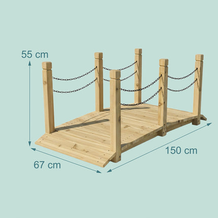 Pod de grădină din lemn cu balustradă din lanț, rezistent la intemperii