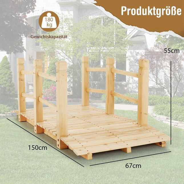Pod de grădină din lemn cu balustrade, susține până la 100 kg