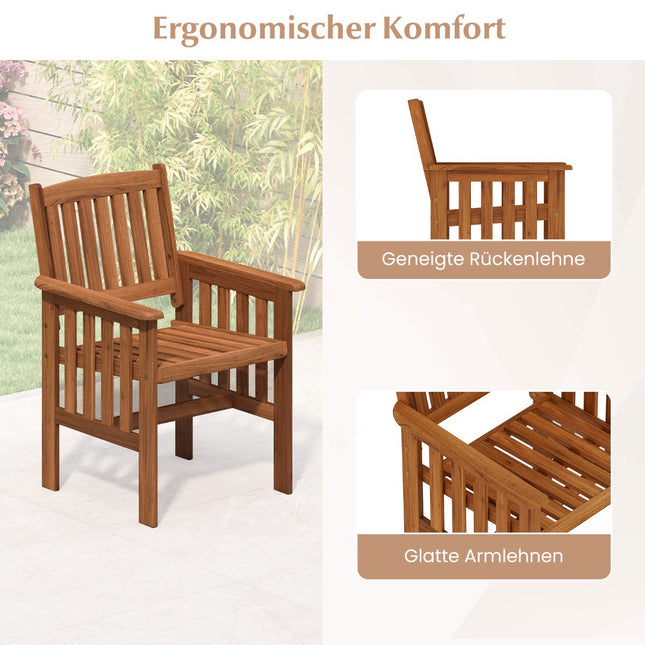 Set de 2 scaune de grădină din lemn cu cotiere, 59x63x89 cm