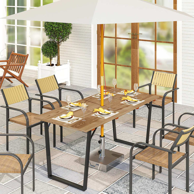 Masa de gradina din lemn 175x80 cm Masa de balcon rezistenta la intemperii cu gaura pentru umbrela Masa de bufet Masa de camping pentru 6 persoane Masa de patio Masa de sufragerie in aer liber pentru gradina, terasa balcon maro |
