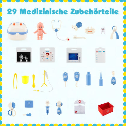 Set de joacă medical din lemn cu monitor de radiografie și EKG