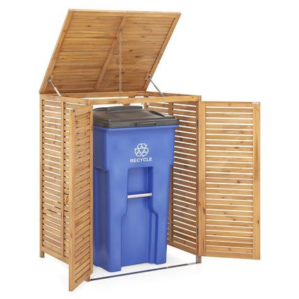 Coș de depozitare din lemn pentru exterior - 120L, cu blocare, ventilată