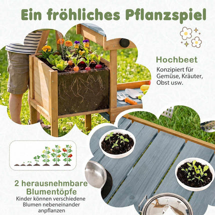 Bucătărie din lemn de noroi pentru exterior cu chiuvetă, jardinieră și aragazuri
