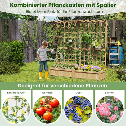 Jardinieră din lemn cu spalier și acoperiș pentru plante cățărătoare