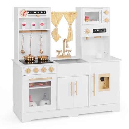 Bucătărie de joacă din lemn cu chiuvetă și accesorii pentru copii
