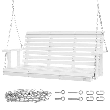 Wooden Porch Swing 4.5 Ft, 880 Lb, Chains, White