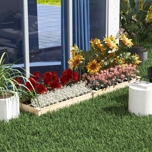Pat Ridicat De Lemn, Cutie Mare pentru Plante Cu 2 Compartimente, Cutie De Flori, Pat De Ierburi, Pat De Legume Pentru Gradina, Balcon, Natural, 237 X 60 X 25Cm