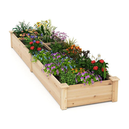 Strat de grădină înălțat din lemn cu 2 ghivece, 228x62x25 cm