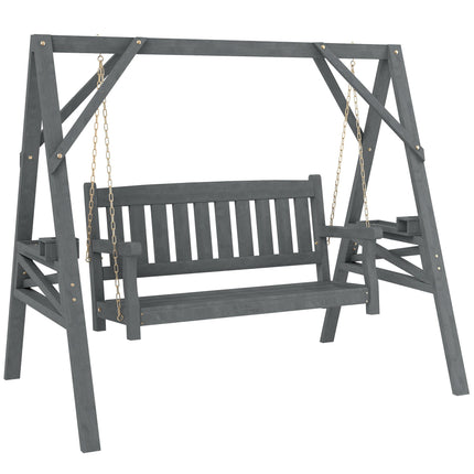 Balansoar din lemn pentru 2 persoane, ergonomic, gri, capacitate 250 kg