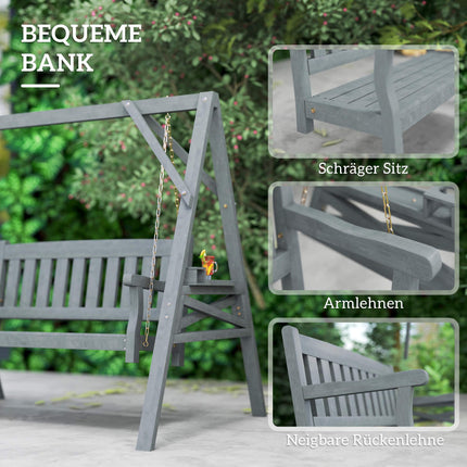 Balansoar din lemn pentru 2 persoane, ergonomic, gri, capacitate 250 kg