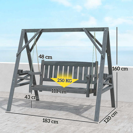 Balansoar din lemn pentru 2 persoane, ergonomic, gri, capacitate 250 kg