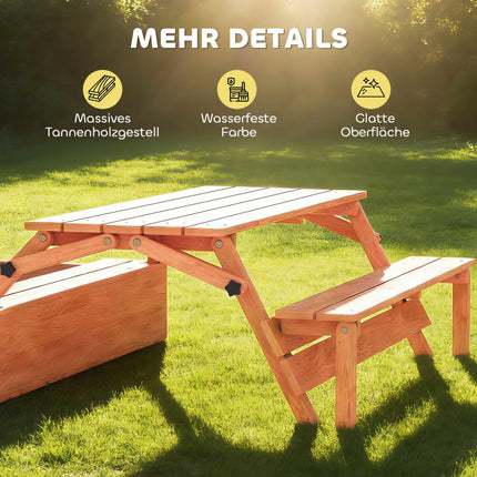 Nisip din lemn cu acoperiș reglabil și masă de picnic