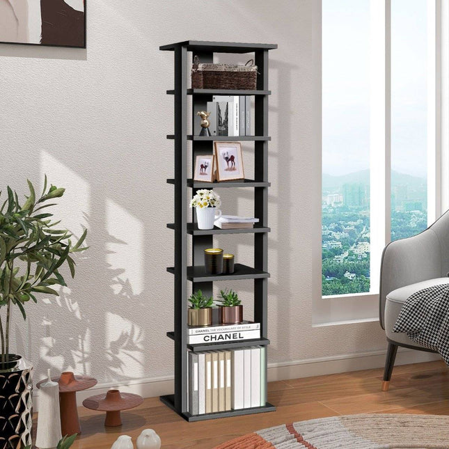 Wooden Shoe Rack 8 Tier Shoe Rack Shoe Organizer Vertical 27.5x26.5x110cm Black
